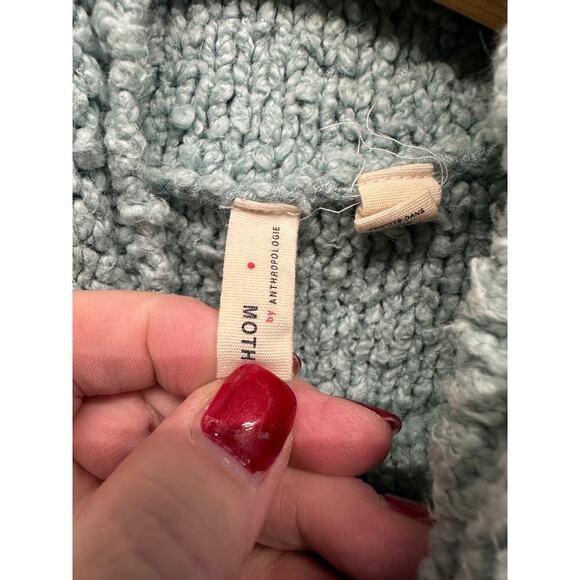 Anthropologie Moth Juliette Raglan Chunky Knit Turtleneck Sweater Mint Boho M - Picture 2 of 7